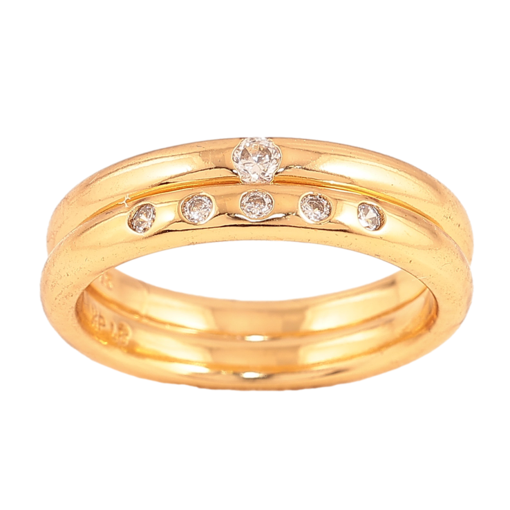 Каблучка Xuping колір Позолота 18K "Подвійне, Візерунок з кристалами" 3мм+3мм фото №15