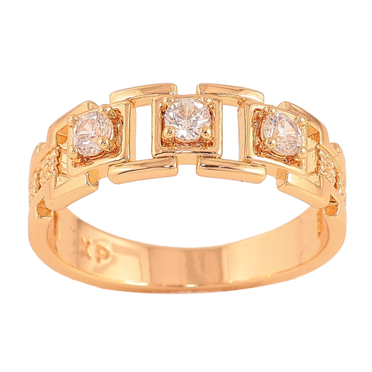 Каблучка Xuping колір Позолота 18K "Візерунок з кристалами"  фото №19