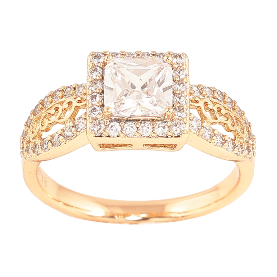 Каблучка Xuping колір Позолота 18K "Візерунок з кристалами" фото №1