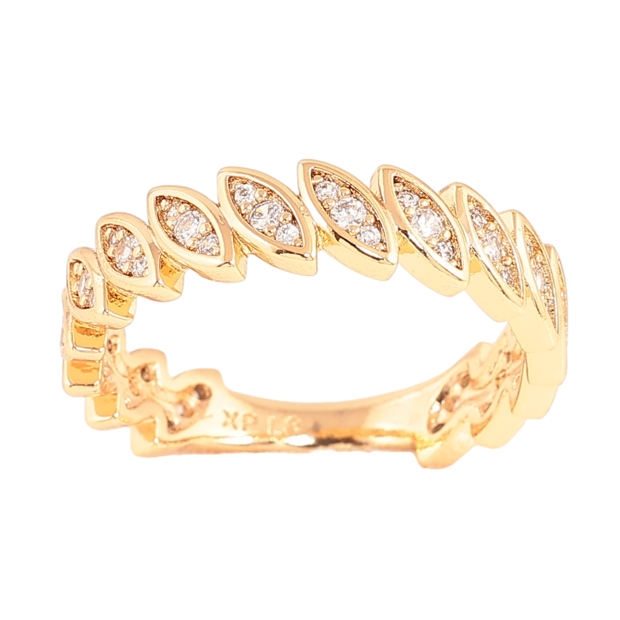 Каблучка Xuping колір Позолота 18K "Візерунок з кристалами" фото №1