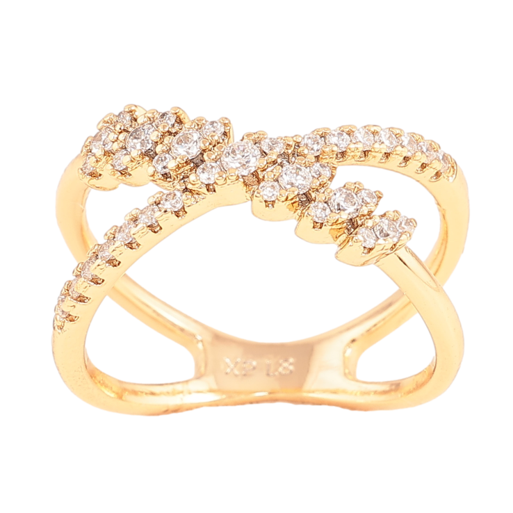 Каблучка Xuping колір Позолота 18K "Візерунок з кристалами" фото №8