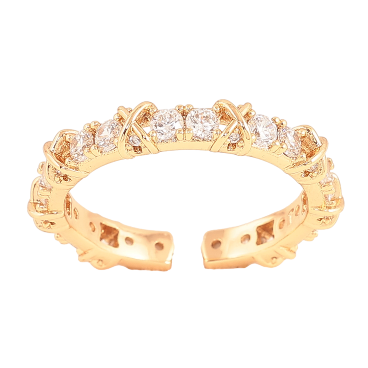 Каблучка Xuping колір Позолота 18K "Візерунок з кристалами" фото №25