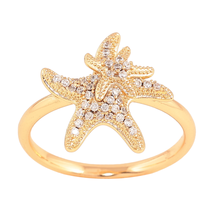 Кольцо Xuping цвет Позолота 18K "Морские звезды с кристаллами" фото №20