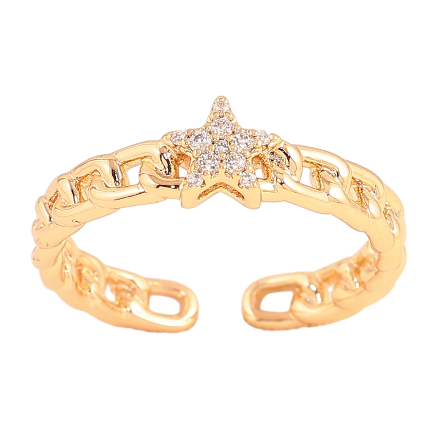 Кольцо Xuping цвет Позолота 18K "Узор цепочка со звездой" фото №1