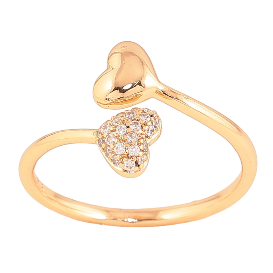 Каблучка Xuping колір Позолота 18K "Сердечка з кристалами" фото №1