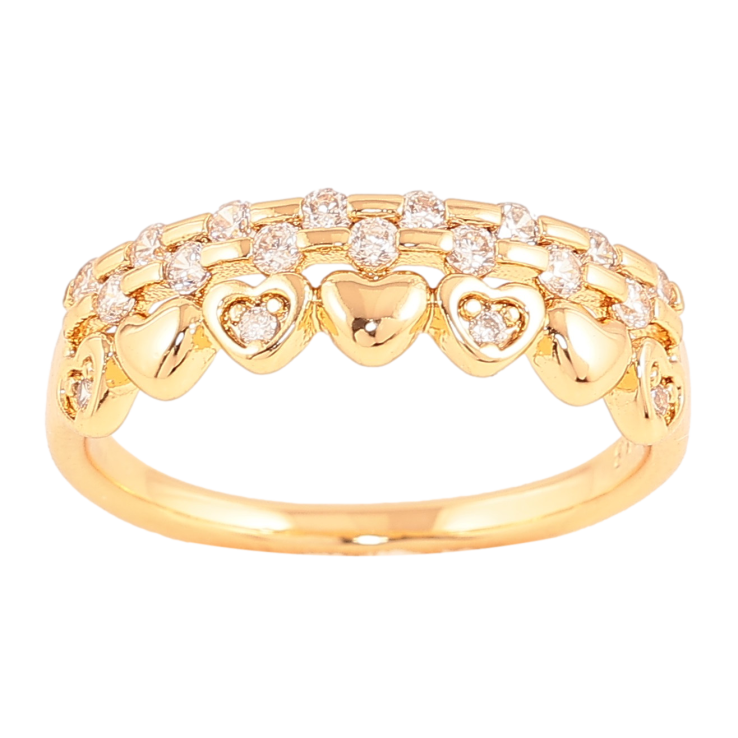 Кольцо Xuping цвет Позолота 18K "Узор сердечки с кристаллами" фото №7