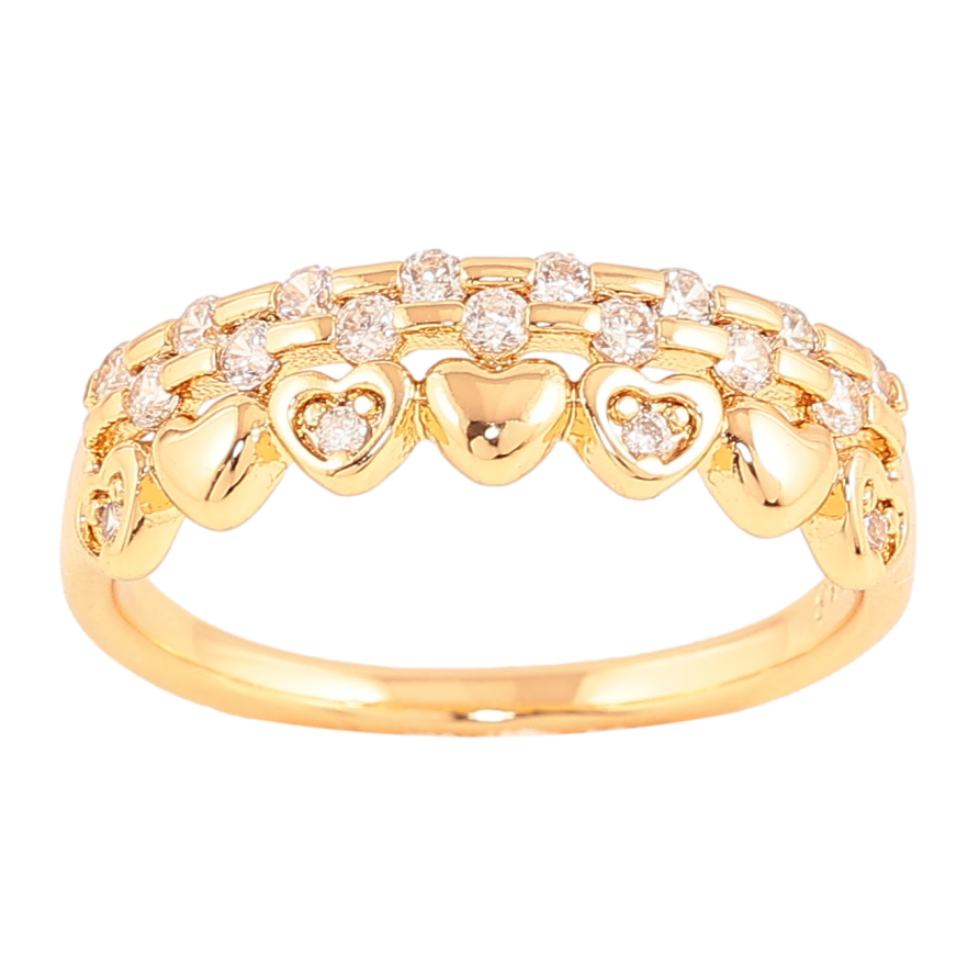 Кольцо Xuping цвет Позолота 18K "Узор сердечки с кристаллами" фото №1