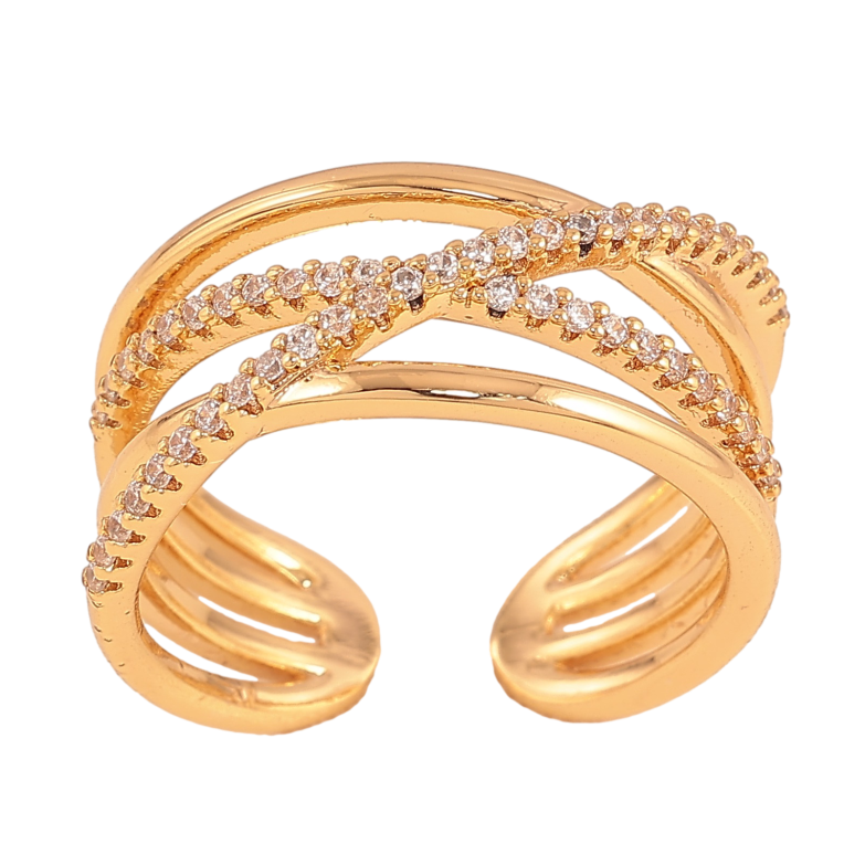 Каблучка Xuping колір Позолота 18K "Візерунок з кристалами" фото №1 Каблучка Xuping колір Позолота 18K "Візерунок з кристалами" фото №1