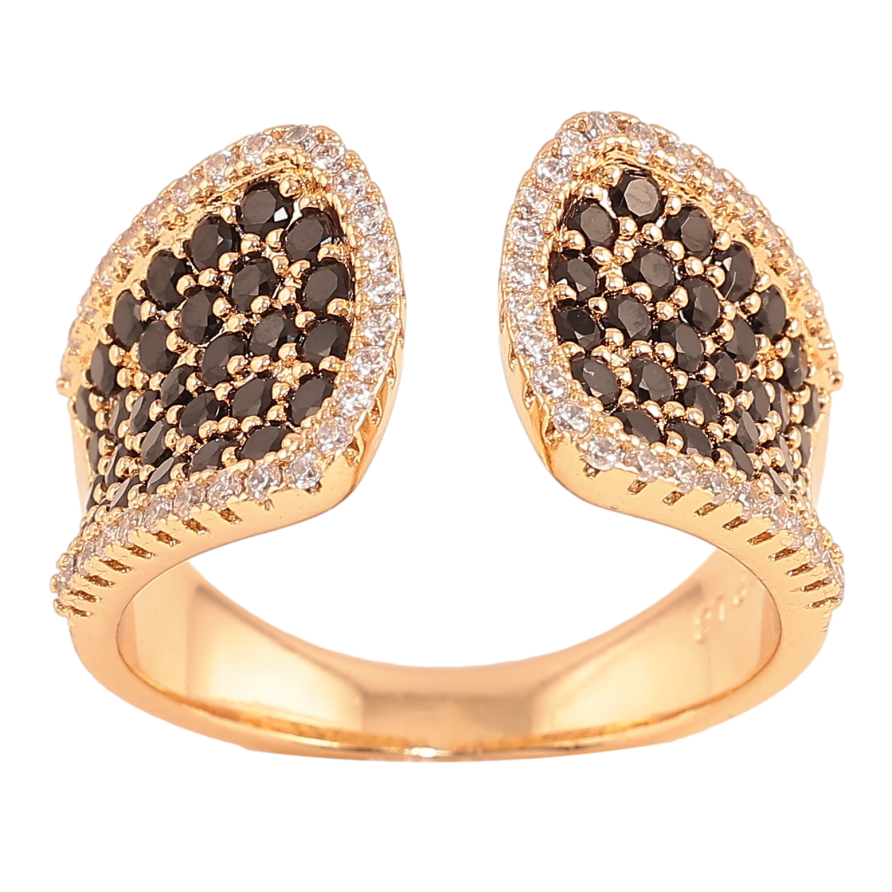Каблучка Xuping колір Позолота 18K "Інкрустація чорними кристалами" фото №1