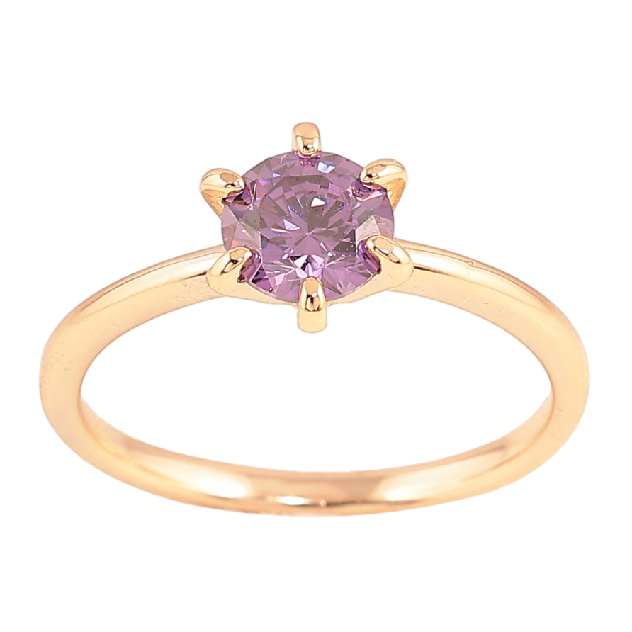 Каблучка Xuping колір Позолота 18K "Бузковий кристал" ø 6мм фото №1