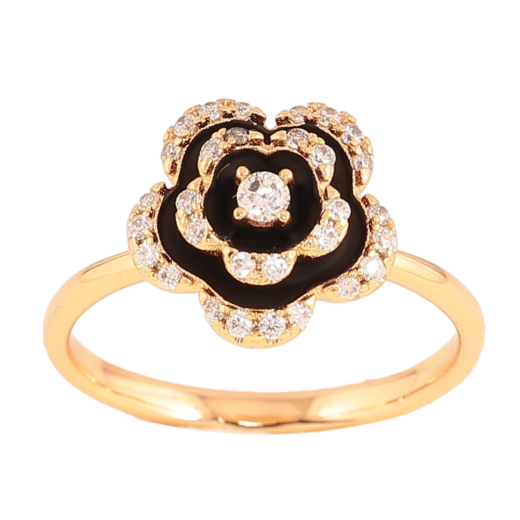 Каблучка Xuping колір Позолота 18K "Квіточка з чорною емаллю та кристалами" фото №19 Каблучка Xuping колір Позолота 18K "Квіточка з чорною емаллю та кристалами" фото №19