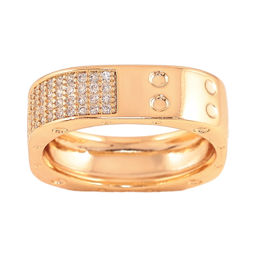 Каблучка Xuping колір Позолота 18K "Візерунок з інкрустацією кристалами" шир. 6мм фото №1 Каблучка Xuping колір Позолота 18K "Візерунок з інкрустацією кристалами" шир. 6мм фото №1