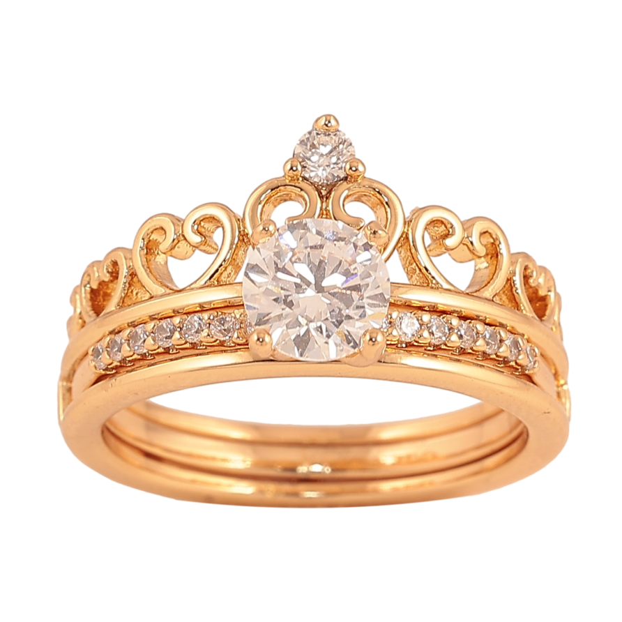 Каблучка Xuping колір Позолота 18K "Корона, подвійне" фото №1