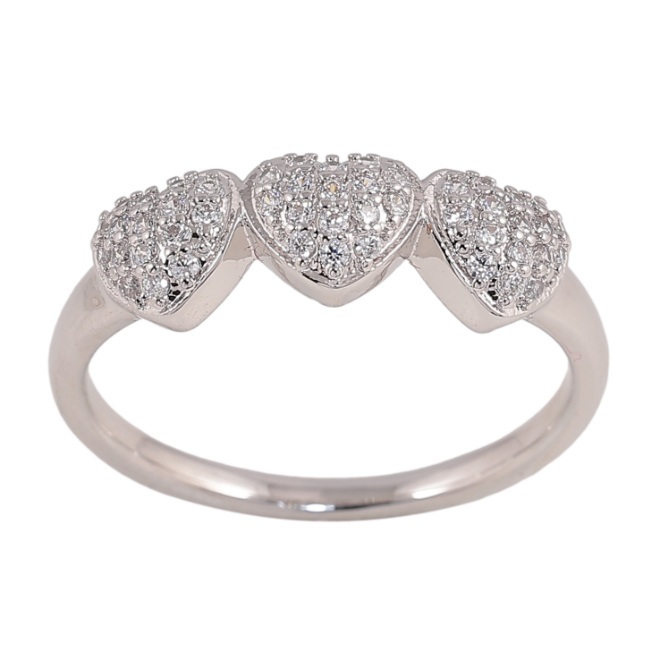 Кольцо Xuping цвет Родий "Сердечки с кристаллами" фото №14