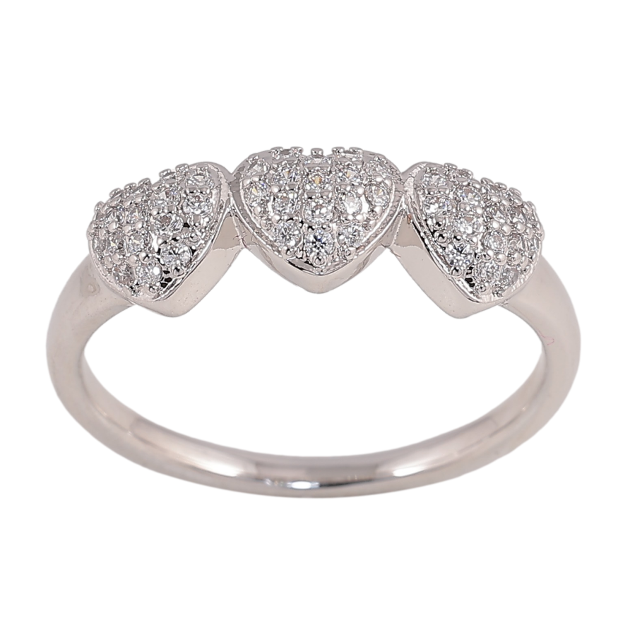 Кольцо Xuping цвет Родий "Сердечки с кристаллами" фото №1 Кольцо Xuping цвет Родий "Сердечки с кристаллами" фото №1