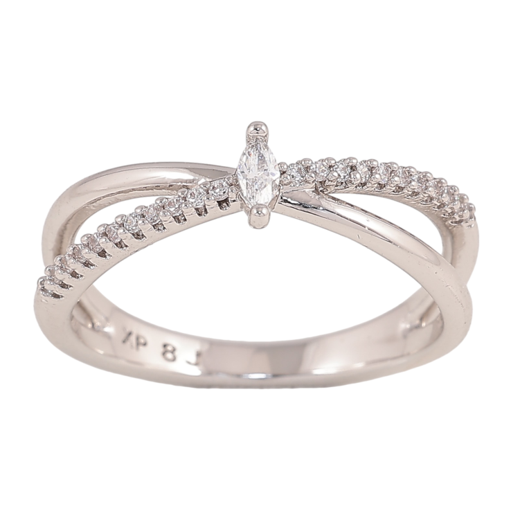 Кольцо Xuping цвет Родий "Узор с кристаллами" фото №15