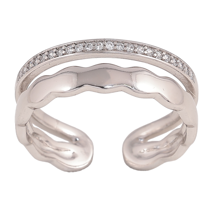 Каблучка Xuping колір Родій "Візерунок з доріжкою кристалів" фото №13 Каблучка Xuping колір Родій "Візерунок з доріжкою кристалів" фото №13