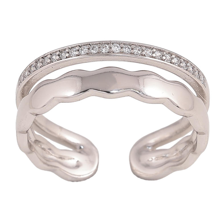 Каблучка Xuping колір Родій "Візерунок з доріжкою кристалів" фото №1