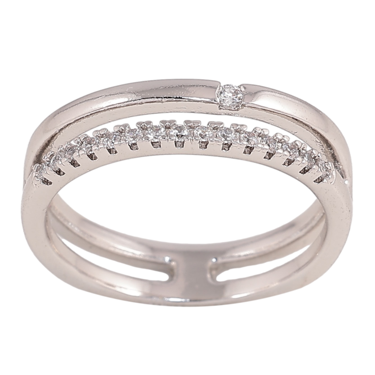 Кольцо Xuping цвет Родий "Узор с дорожкой кристаллов" фото №9