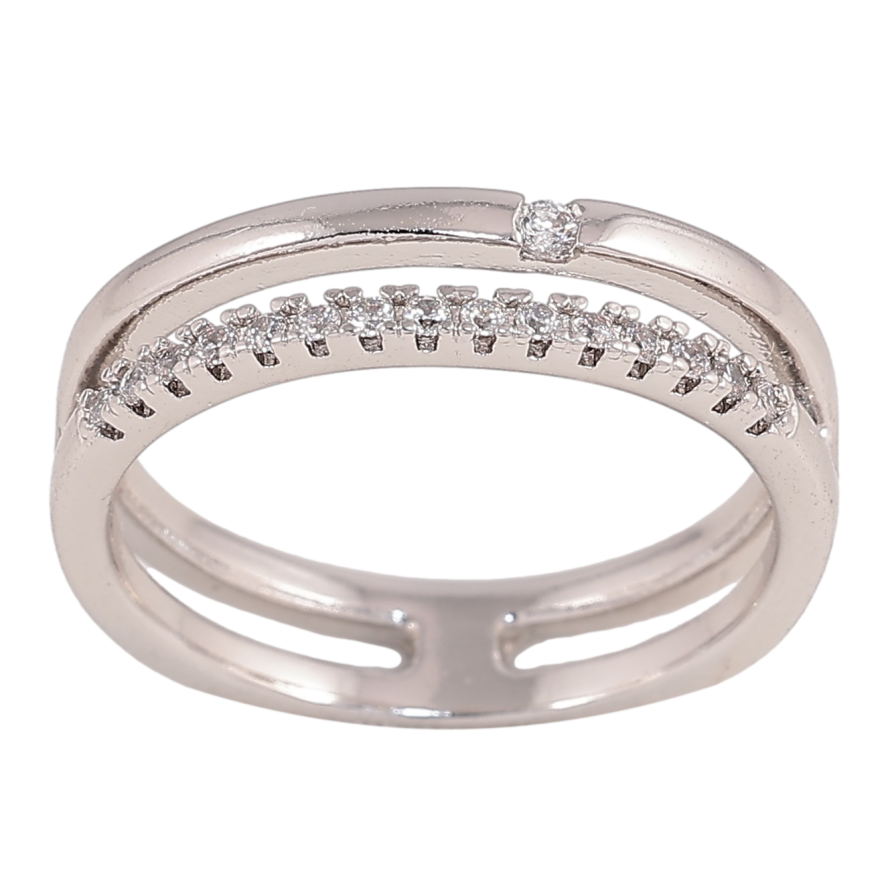 Кольцо Xuping цвет Родий "Узор с дорожкой кристаллов" фото №1