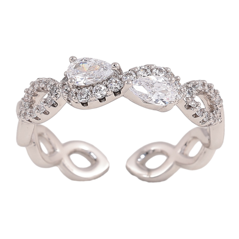 Кольцо Xuping цвет Родий "Узор с кристаллами" фото №2