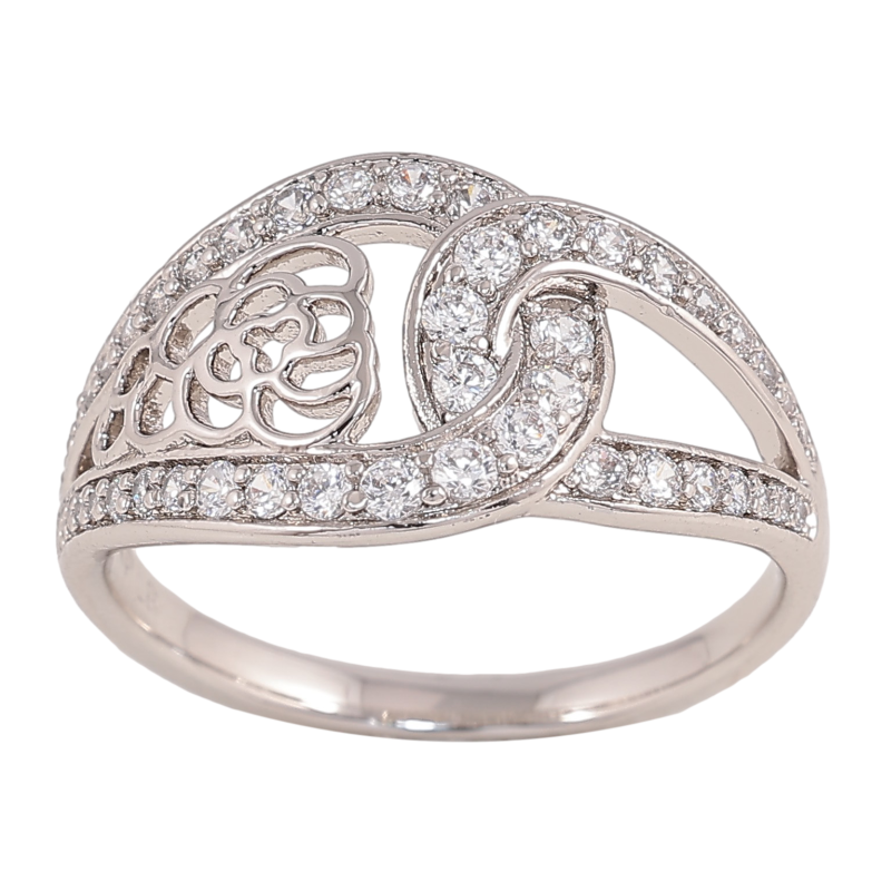 Каблучка Xuping колір Родій "Візерунок з кристалами" фото №9