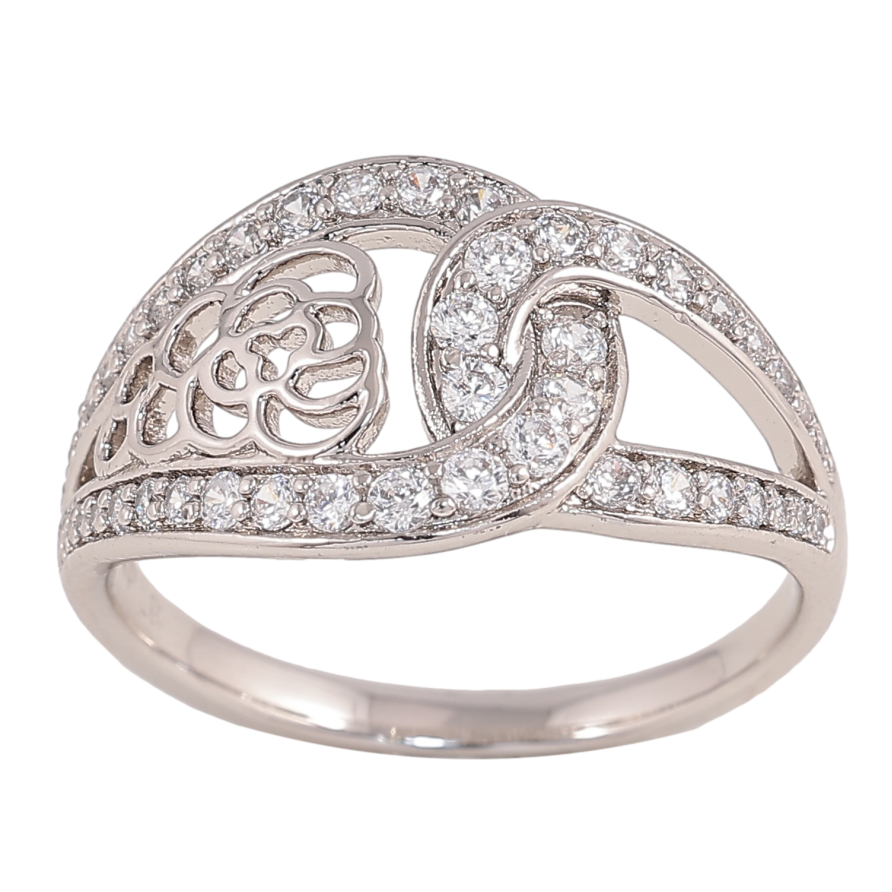 Каблучка Xuping колір Родій "Візерунок з кристалами" фото №1