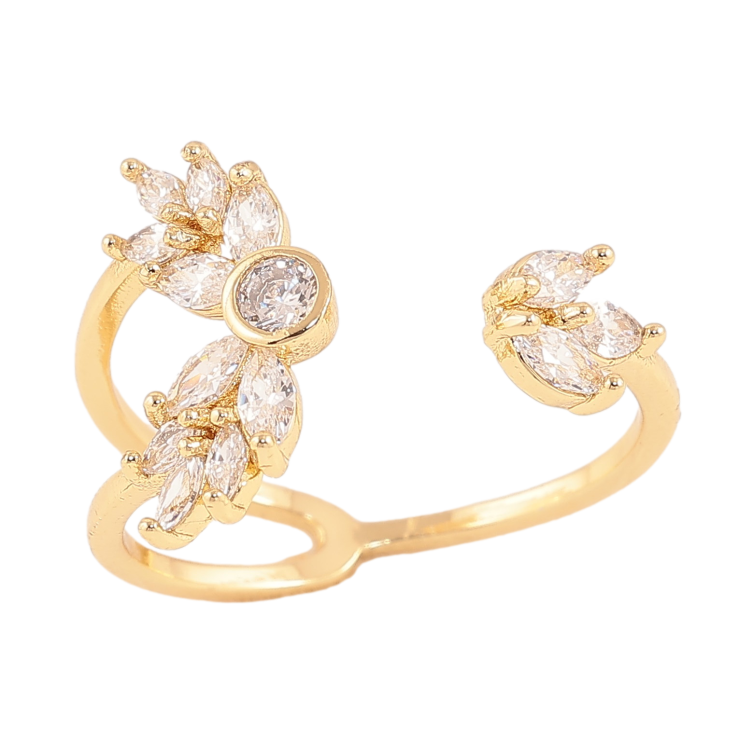 Каблучка Xuping колір Позолота 14K "Візерунок з кристалами" фото №10