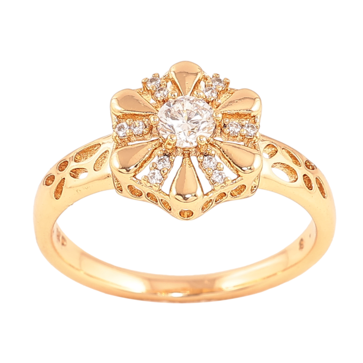 Кольцо Xuping цвет позолота 18K цветок с кристаллами фото №12