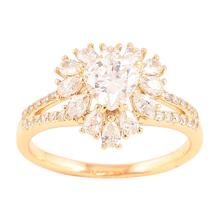 Каблучка Xuping колір позолота 18K кристальне сердечко фото №16