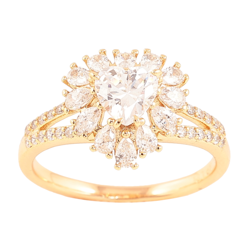 Каблучка Xuping колір позолота 18K кристальне сердечко фото №3