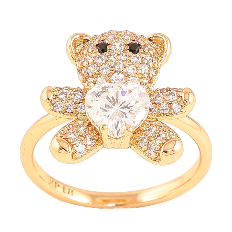 Кольцо Xuping цвет позолота 18K мишка с инкрустацией кристаллами фото №1