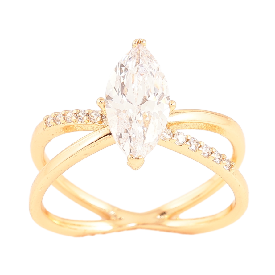 Каблучка Xuping колір позолота 18K візерунок з кристалами фото №1