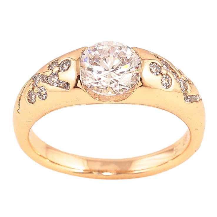 Каблучка Xuping колір Позолота 18K "Візерунок з кристалами" фото №9