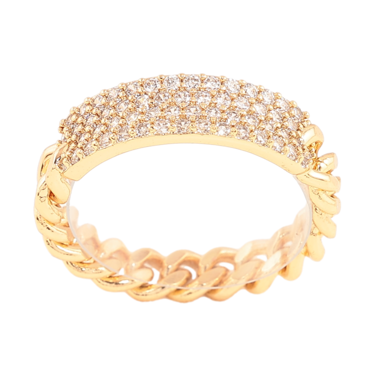 Кольцо Xuping цвет позолота 18K мягкая шинка цепочка с инкрустацией кристаллами фото №2