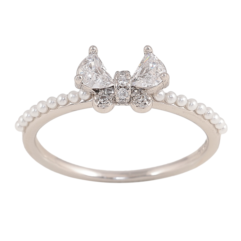 Каблучка Xuping колір Родій "Кристальний бант" фото №8