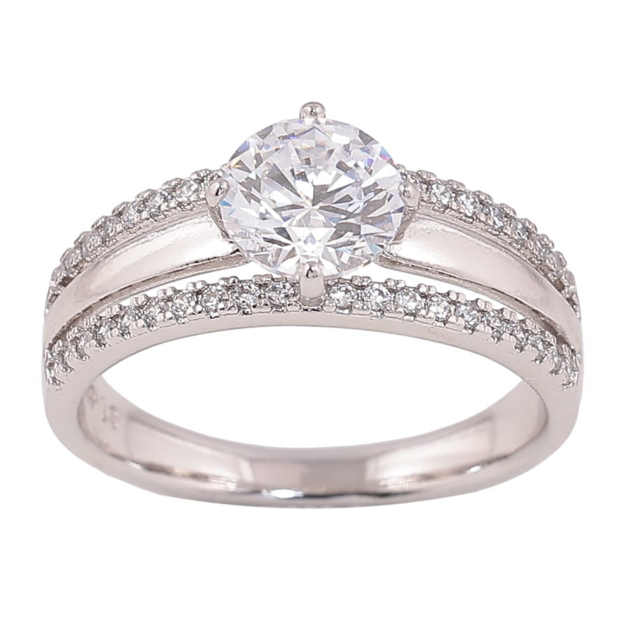 Кольцо Xuping цвет родий узор с кристаллами фото №1