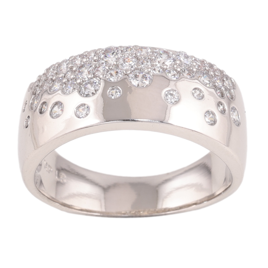 Кольцо Xuping цвет родий узор с кристаллами фото №1