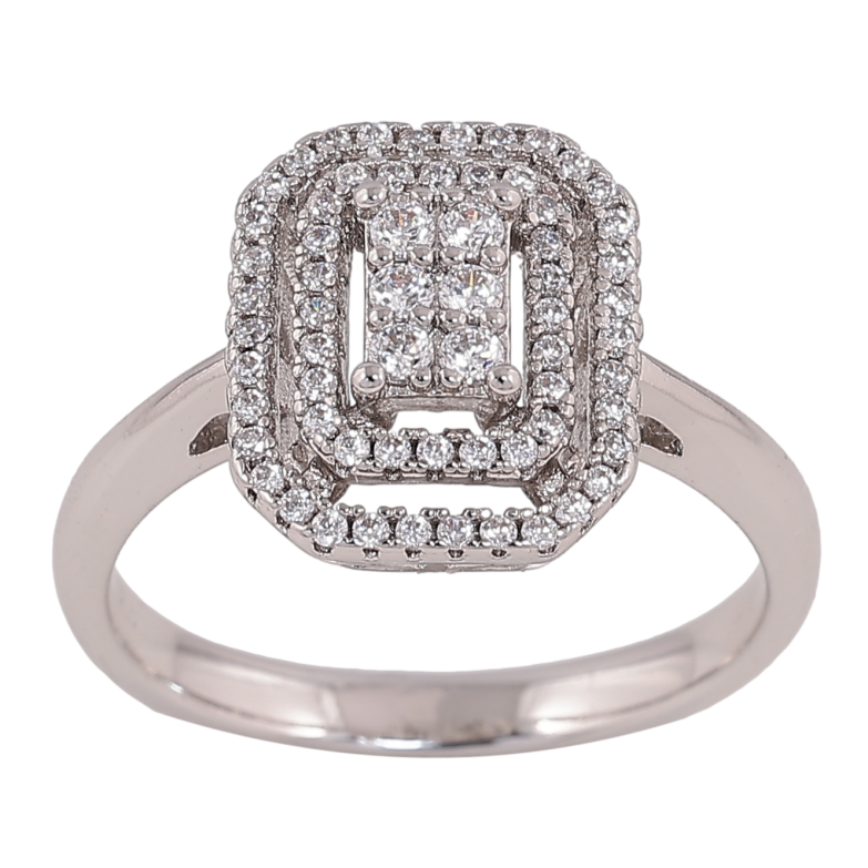 Кольцо Xuping цвет родий инкрустация кристаллами фото №1 Кольцо Xuping цвет родий инкрустация кристаллами фото №1