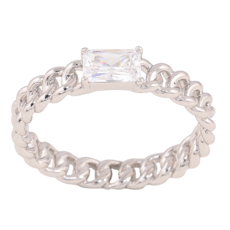 Каблучка Xuping колір родій візерунок ланцюжок з кристалами фото №1