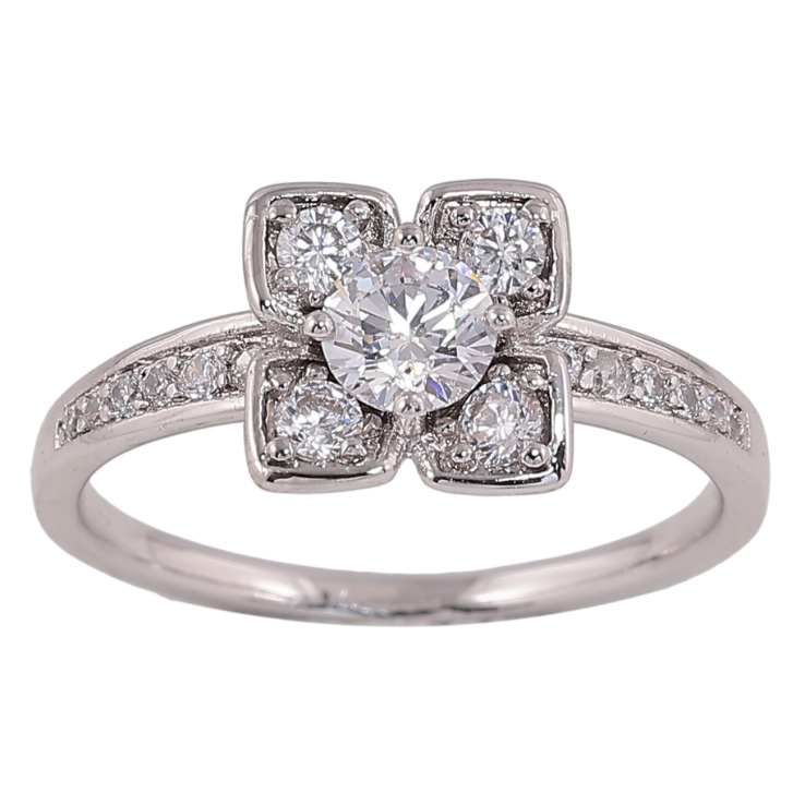 Каблучка Xuping колір родій квіточка з кристалами фото №15