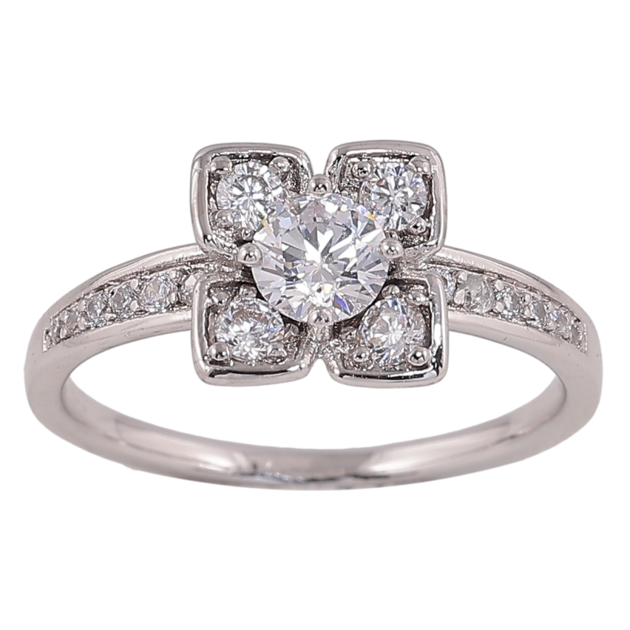 Каблучка Xuping колір родій квіточка з кристалами фото №1