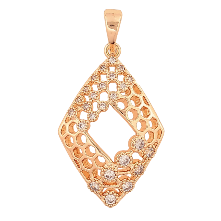 Кулон Xuping M&L колір 18K "Ромб із кристалами" для ланцюжка до 5мм фото №3 Кулон Xuping M&L колір 18K "Ромб із кристалами" для ланцюжка до 5мм фото №3