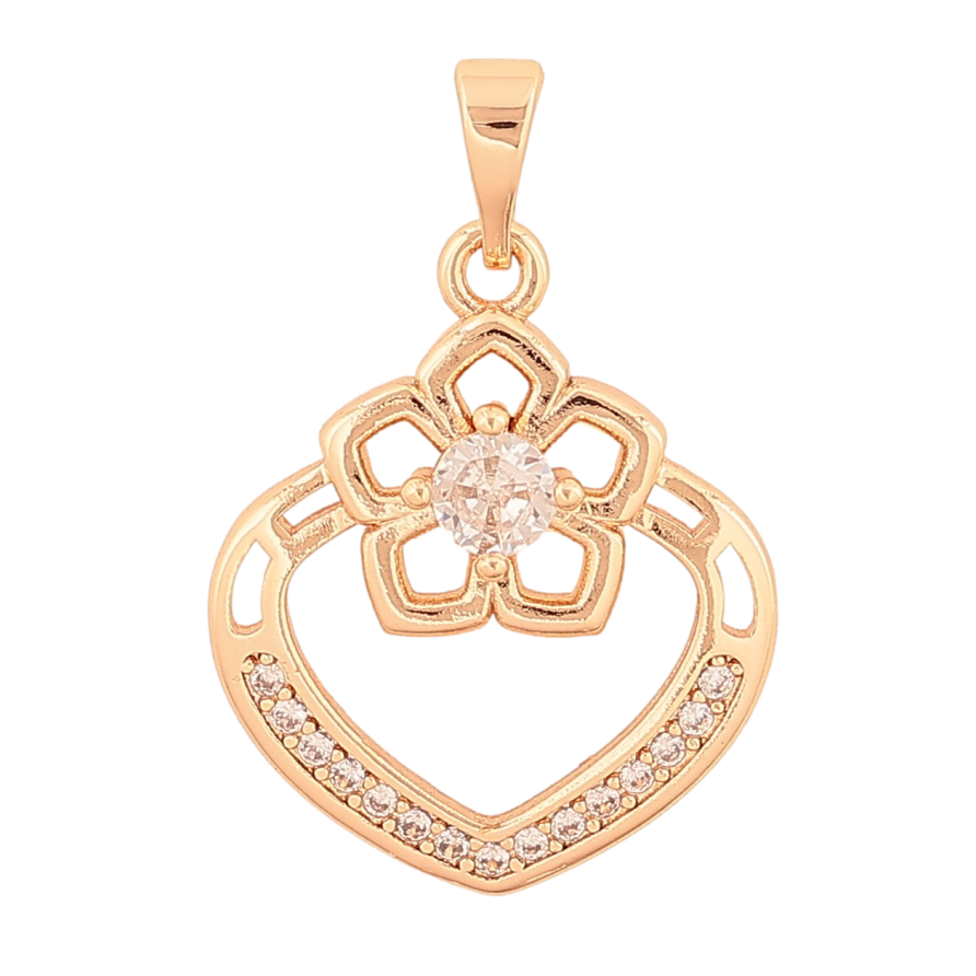 Кулон Xuping M&L колір 18K "Серце з квіточкою" для ланцюжка до 5мм фото №1 Кулон Xuping M&L колір 18K "Серце з квіточкою" для ланцюжка до 5мм фото №1