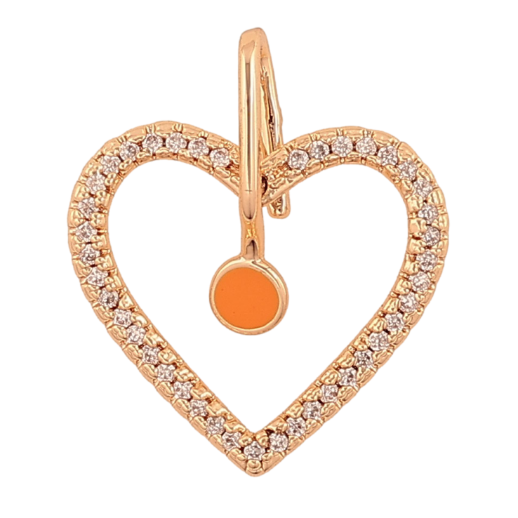Кулон Xuping M&L колір 18K "Серце з кристалами і помаранчевою емаллю" для ланцюжка до 4мм фото №18
