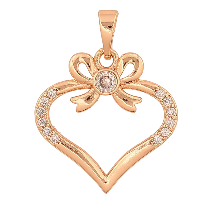 Кулон Xuping M&L цвет 18K "Сердечко с бантом" для цепочки до 5мм фото №1