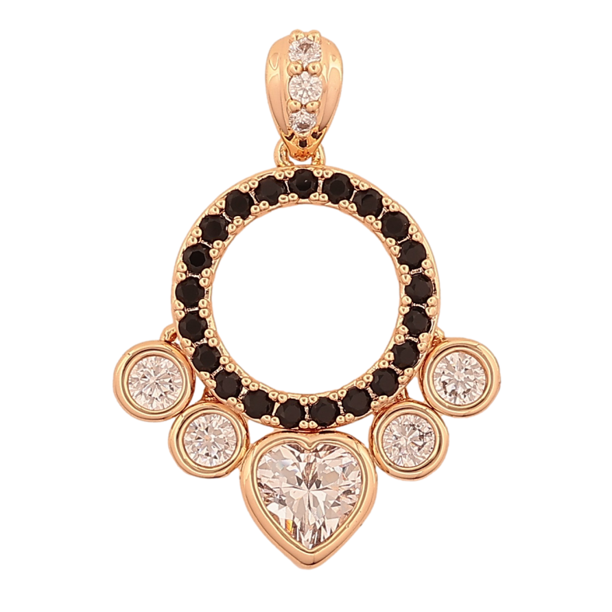 Кулон Xuping M&L колір 18K "Візерунок з чорно-білими кристалами" для ланцюжка до 4мм фото №1