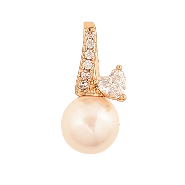 Кулон Xuping колір Позолота 18К "Перлина з кристальним серцем" для ланцюжка до 6мм фото №3