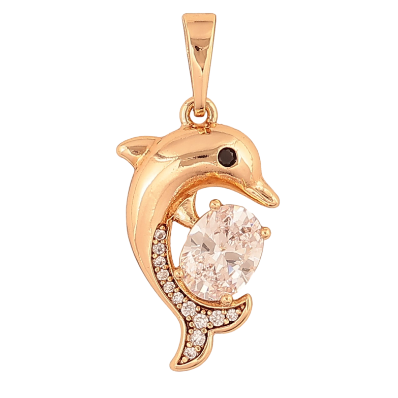 Кулон Xuping цвет Позолота 18K "Дельфин с кристаллом" для цепочки до 6мм фото №1