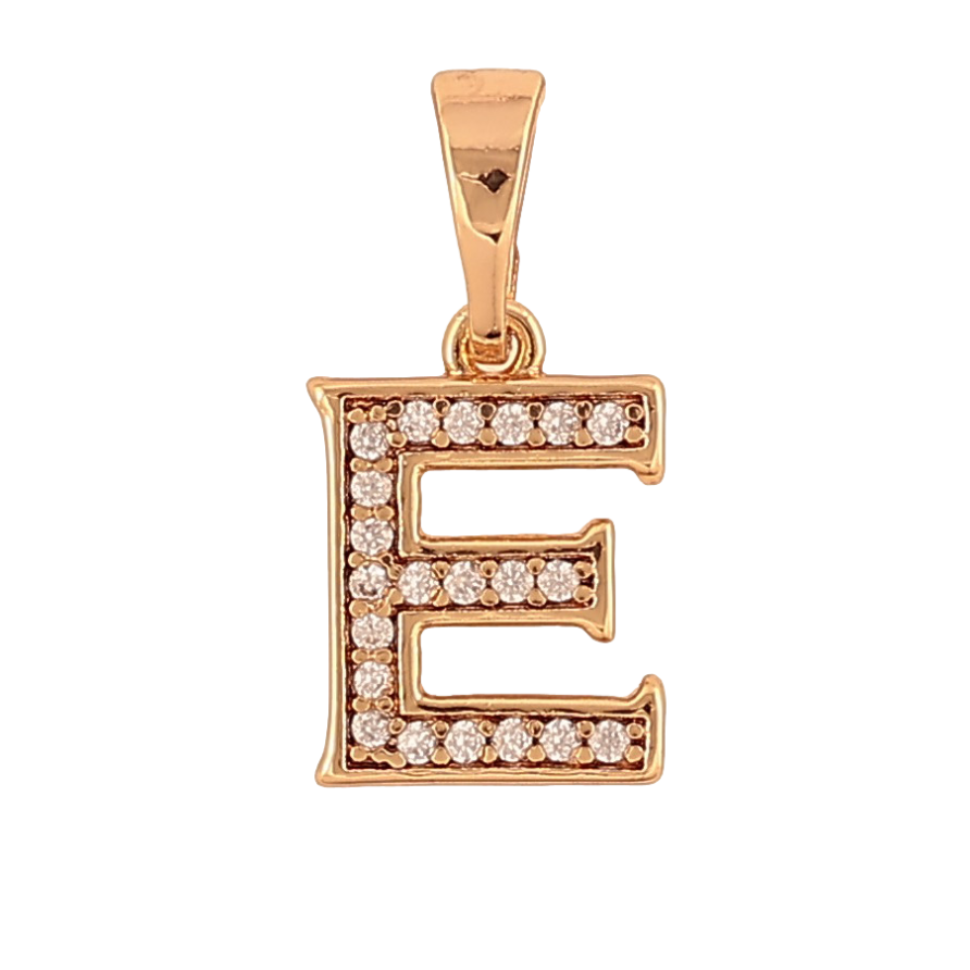 Кулон Xuping цвет Позолота 18K "Буква Е с кристаллами" для цепочки до 5мм фото №1